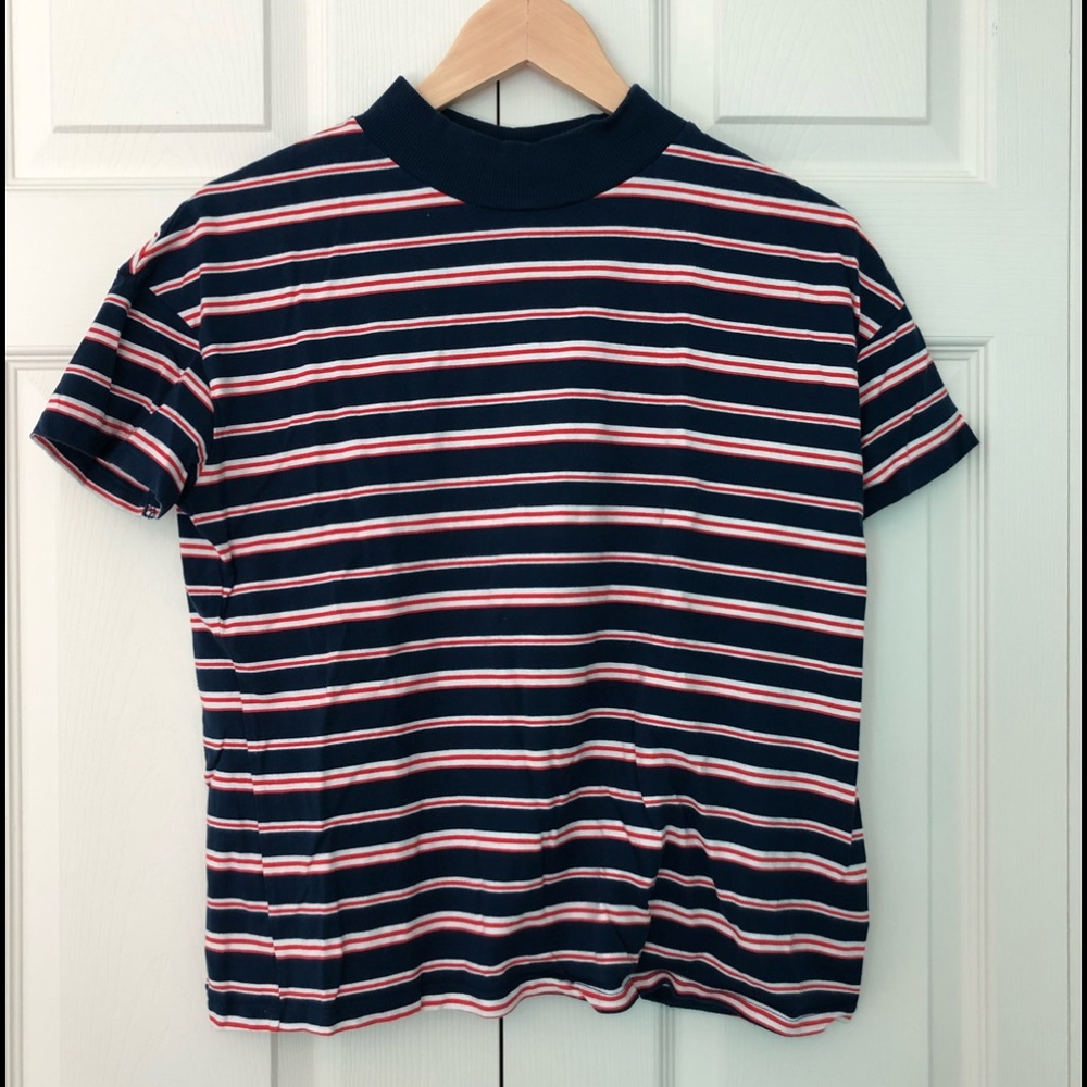 🌟Zara mock neck striped tee